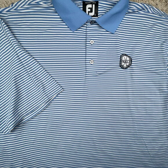 FOOTJOY PRODRY LISLE Blue Striped Short Sleeve Golf Polo XL MAPLES LAKES CLUB - Picture 5 of 10